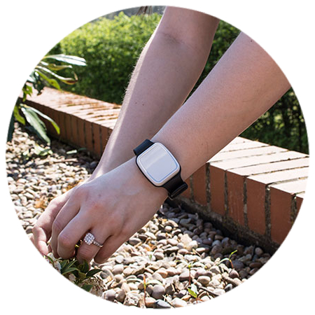 Vibby Fall Detector worn on a wrist strap